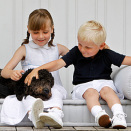 Princess Ingrid Alexandra and Prince Sverre Magnus with the family dog Milly Kakao  (Photo: Håkon Mosvold Larsen, Scanpix)